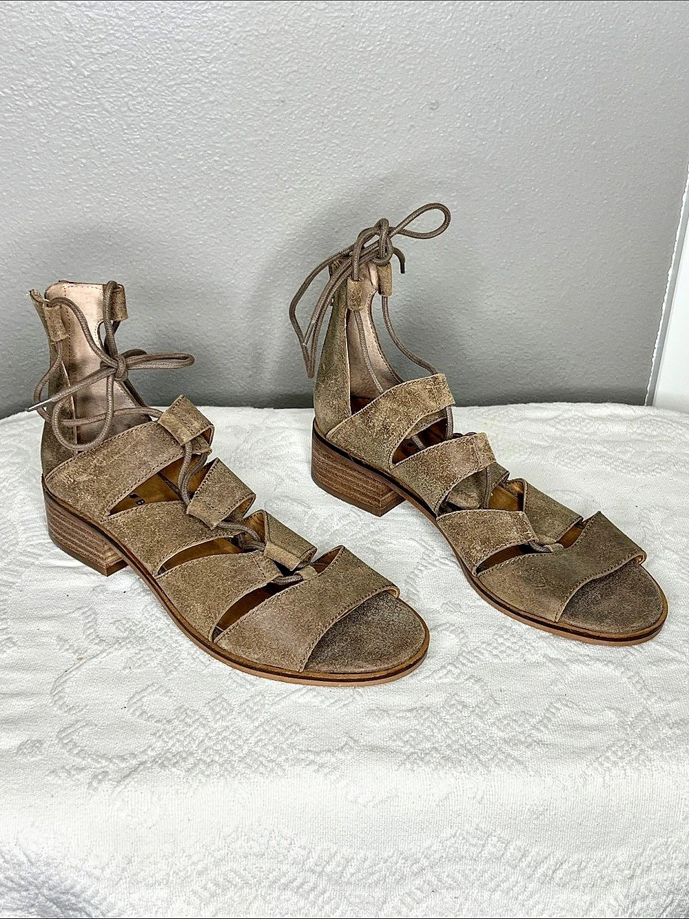 Lucky Brand Brown Lace-Up Heeled Sandals Size 8